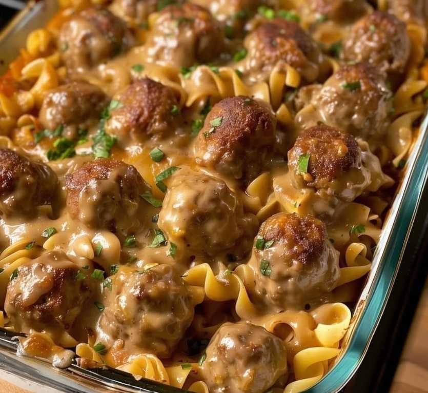 Swedish Meatball Pasta Bake