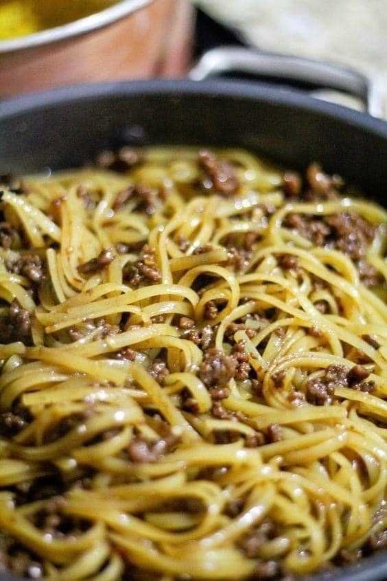 Mongolian Ground Beef Noodles