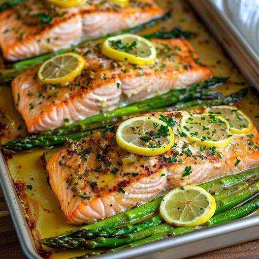 Salmon with Garlic Lemon Butter Sauce