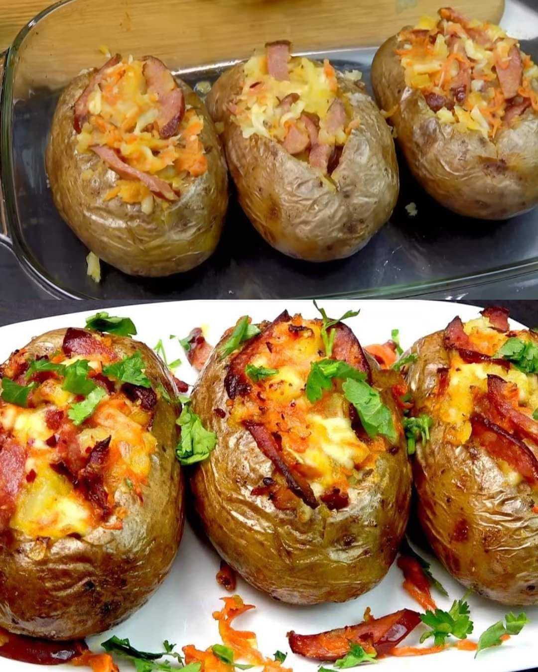 Stuffed Baked Potatoes with Smoky Sausage and Cheese