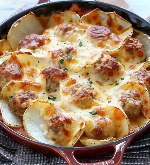 Layer Potatoes and Meatballs