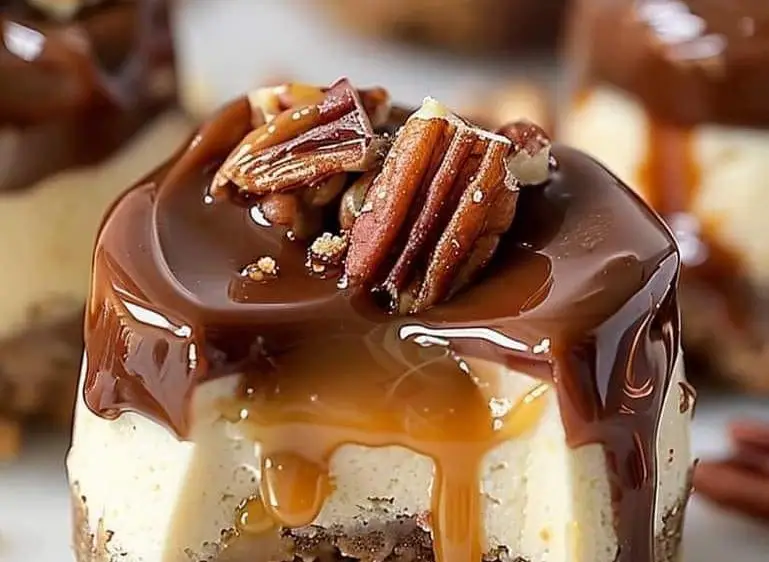 No-Bake Mini Caramel Pecan Cheesecakes