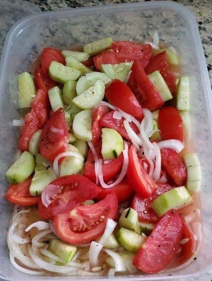 Refreshing Cucumber, Onion, and Tomato Salad