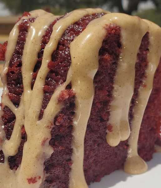 Red Velvet Honeybun with Cinnamon Cream Cheese Icing