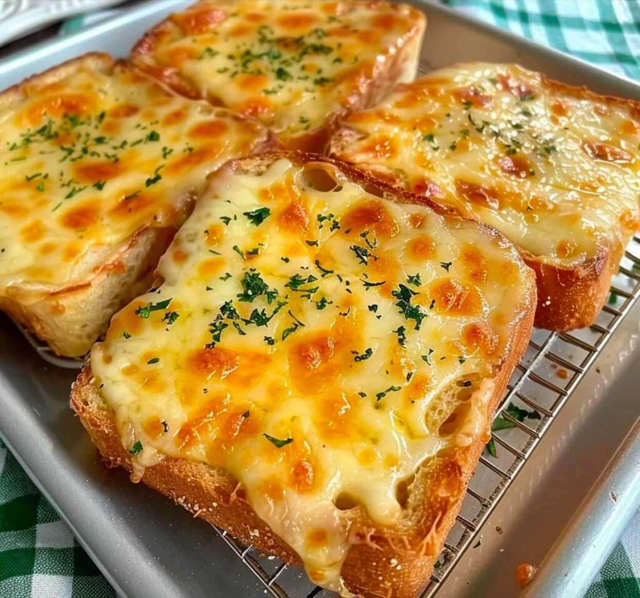 Toast with melted cheese from Texas.