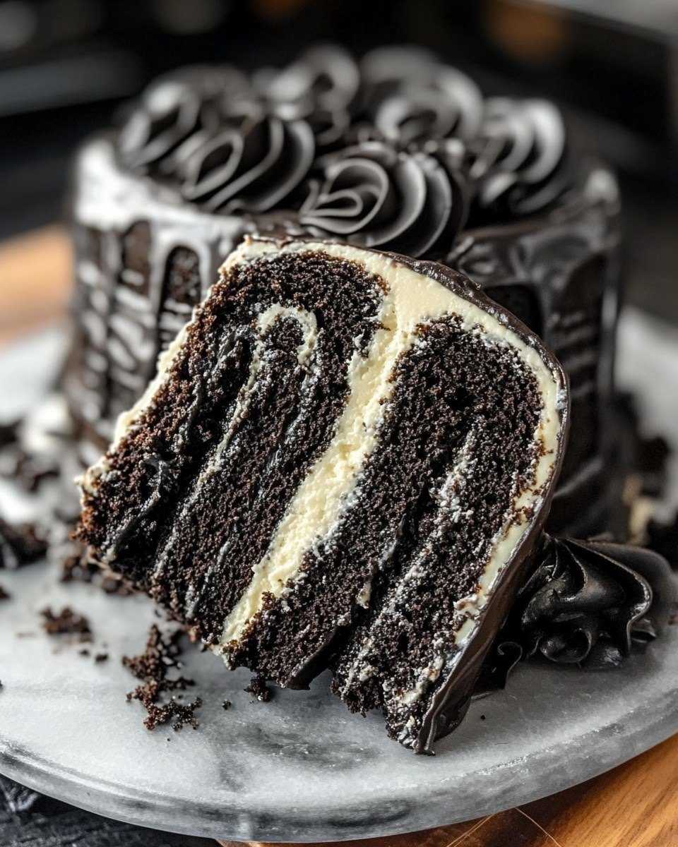 Black Velvet Cake Roll with Cream Cheese Filling 