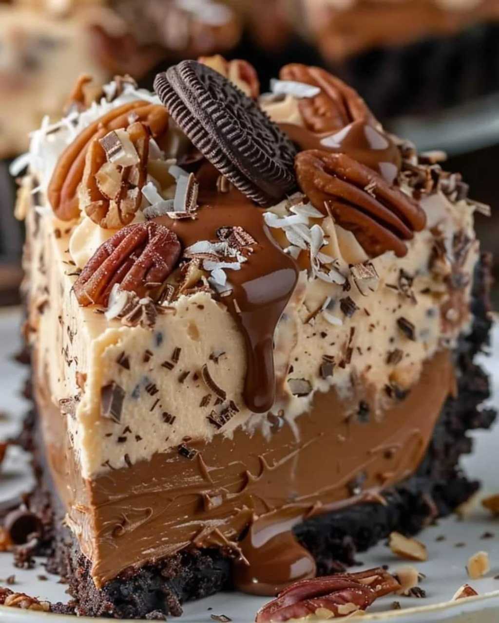 Heavenly No-Bake German Chocolate Cheesecake 