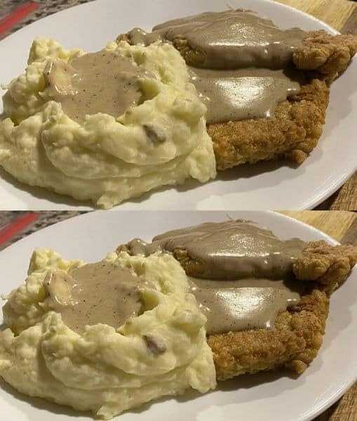 Chicken-Fried Steak with Mashed Potatoes and Gravy !!