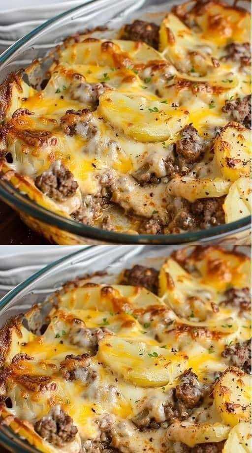 Cheesy Potato and Ground Beef Bake