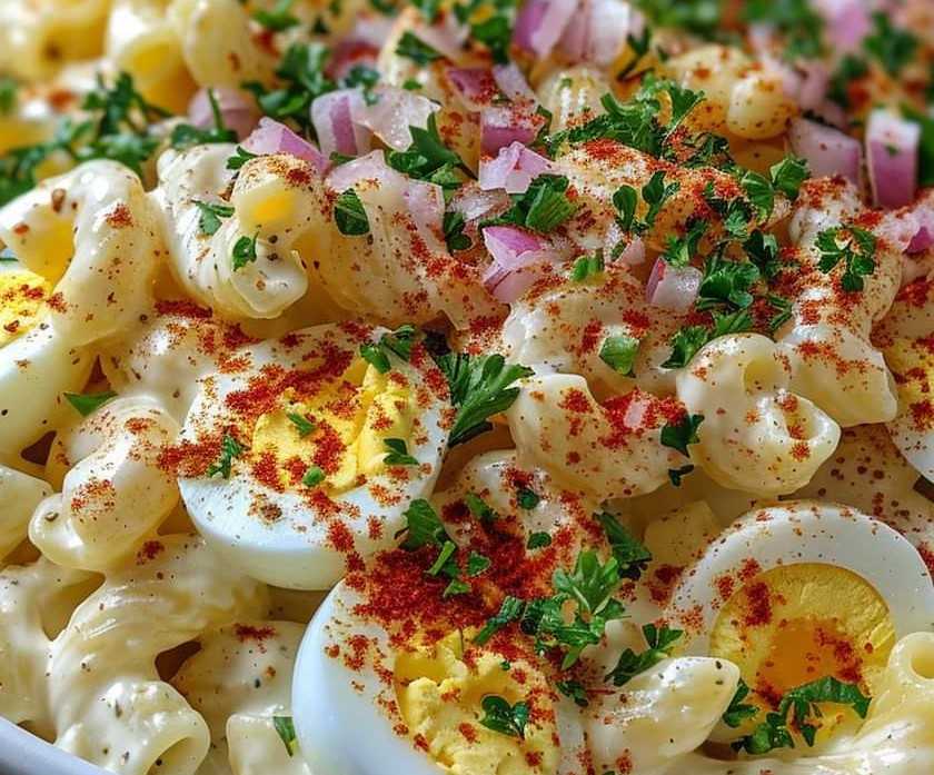 Zesty Deviled Egg Pasta Salad