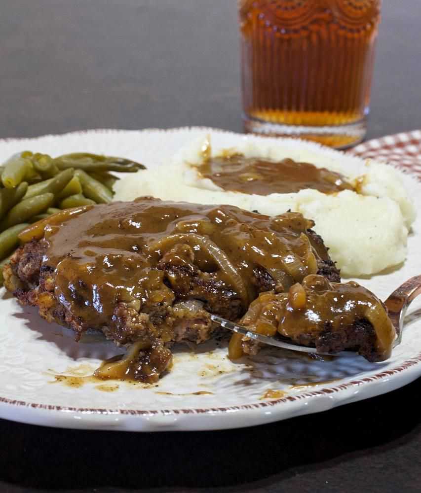 HAMBURGER STEAKS WITH ONION GRAVY