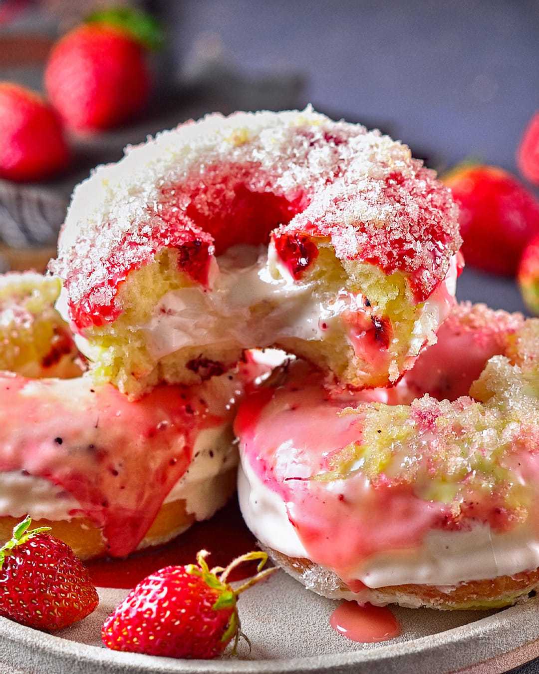 Strawberry Cheesecake Stuffed Donuts