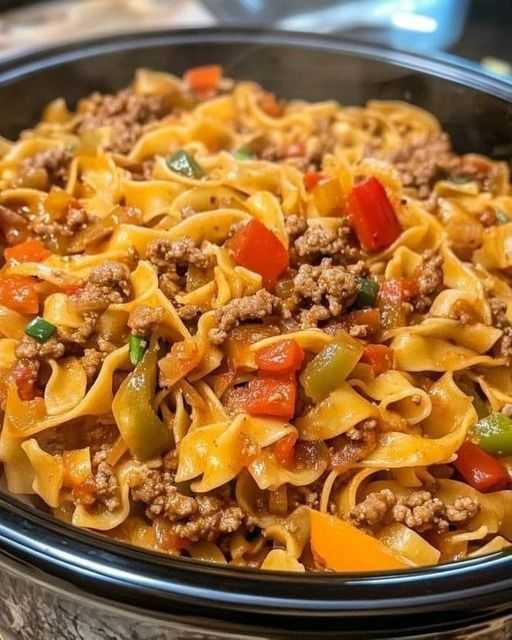 Pasta with Meat and Peppers