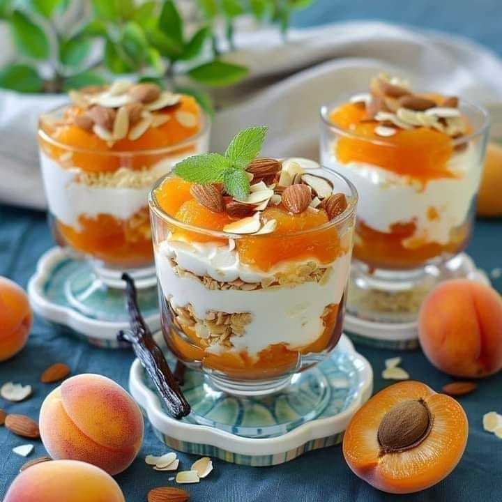 Apricot trifle with yogurt