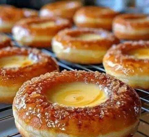 Caramel-Glazed Donuts with Cream Filling Recipe