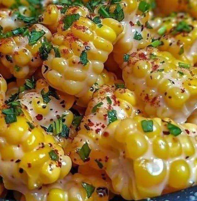 Corn cooked in a skillet with honey and butter