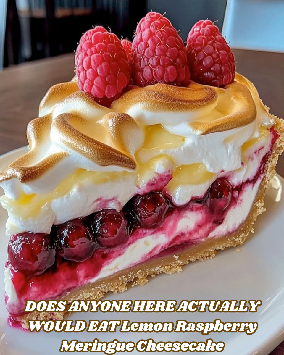 Heavenly Lemon Raspberry Meringue Cheesecake