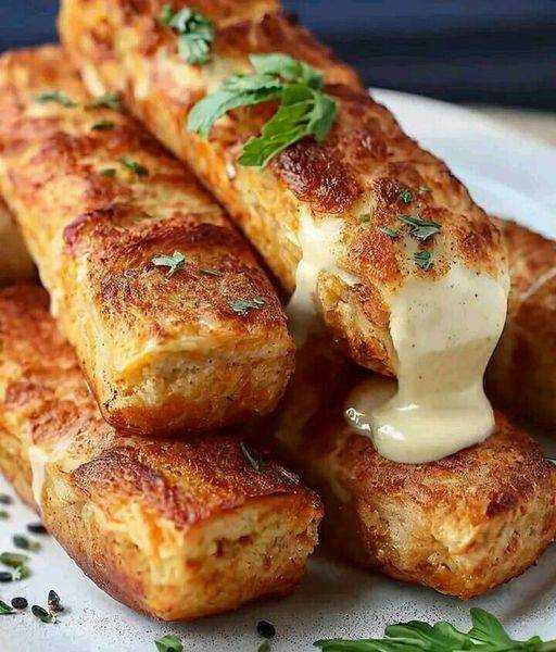 Crispy Potato Cheese Sticks with Garli