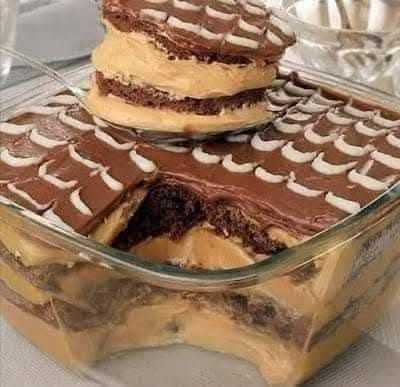 Chocolate and Caramel Cream Layered Dessert