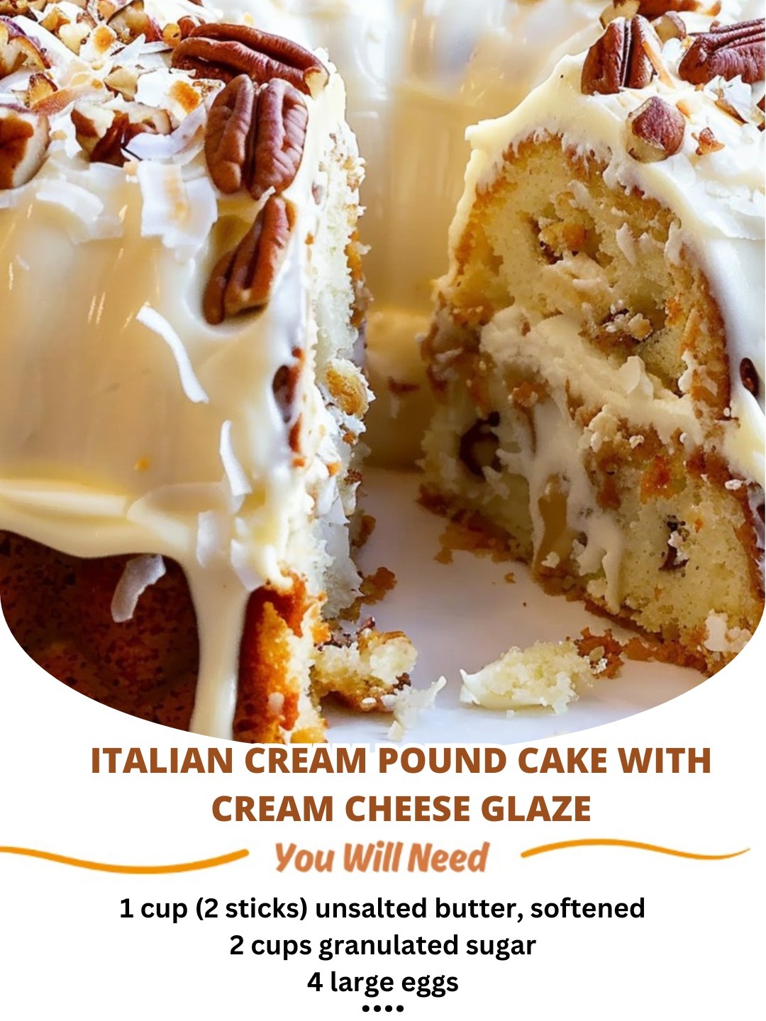 Italian Cream Pound Cake with Cream Cheese Glaze