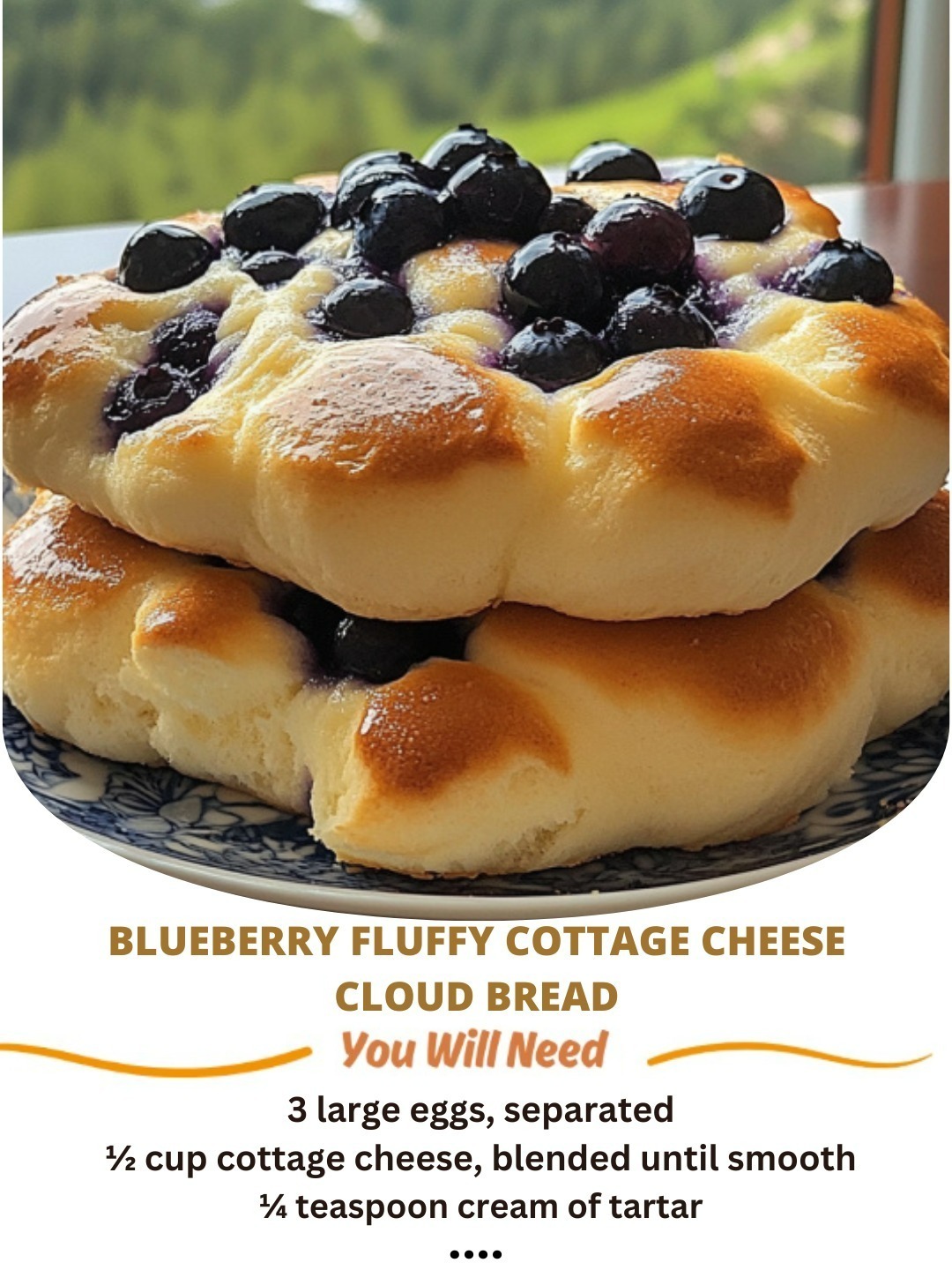 Blueberry Fluffy Cottage Cheese Cloud Bread