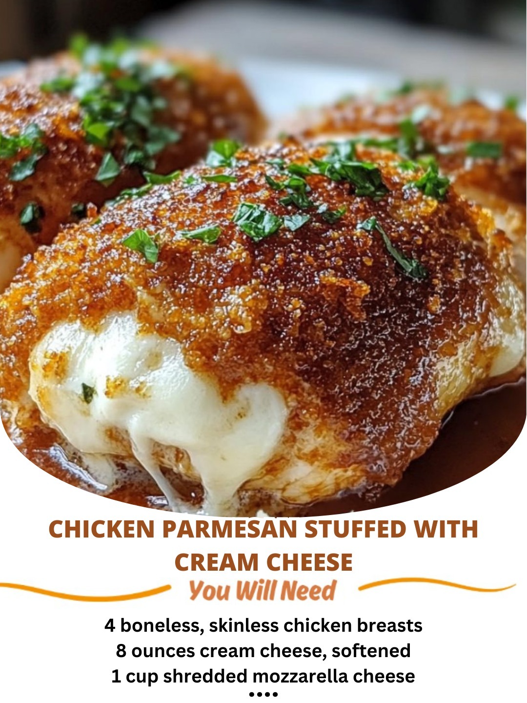 Chicken Parmesan Stuffed with Cream Cheese