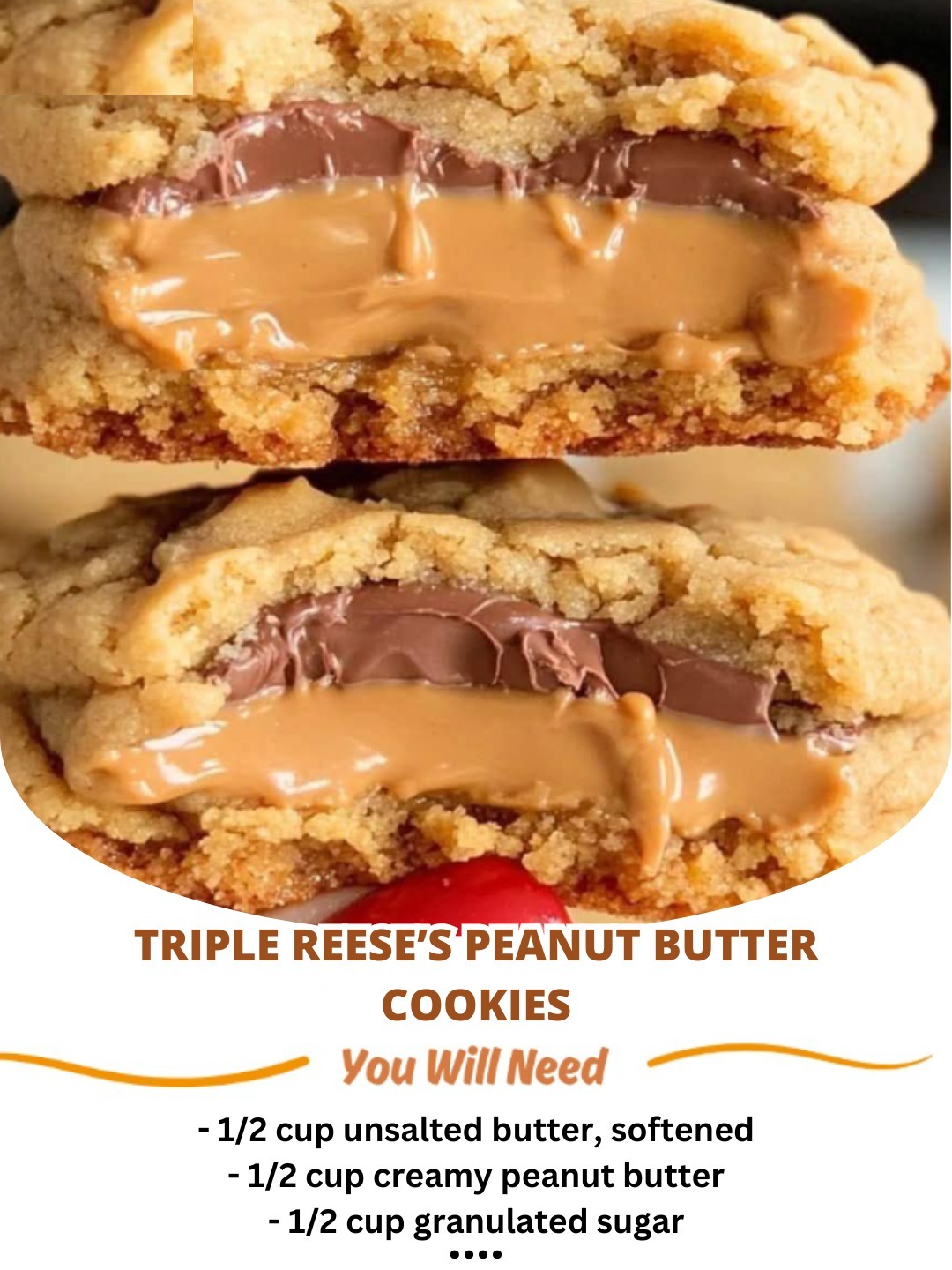 Triple Reese’s Peanut Butter Cookies 🍪🥜🍫