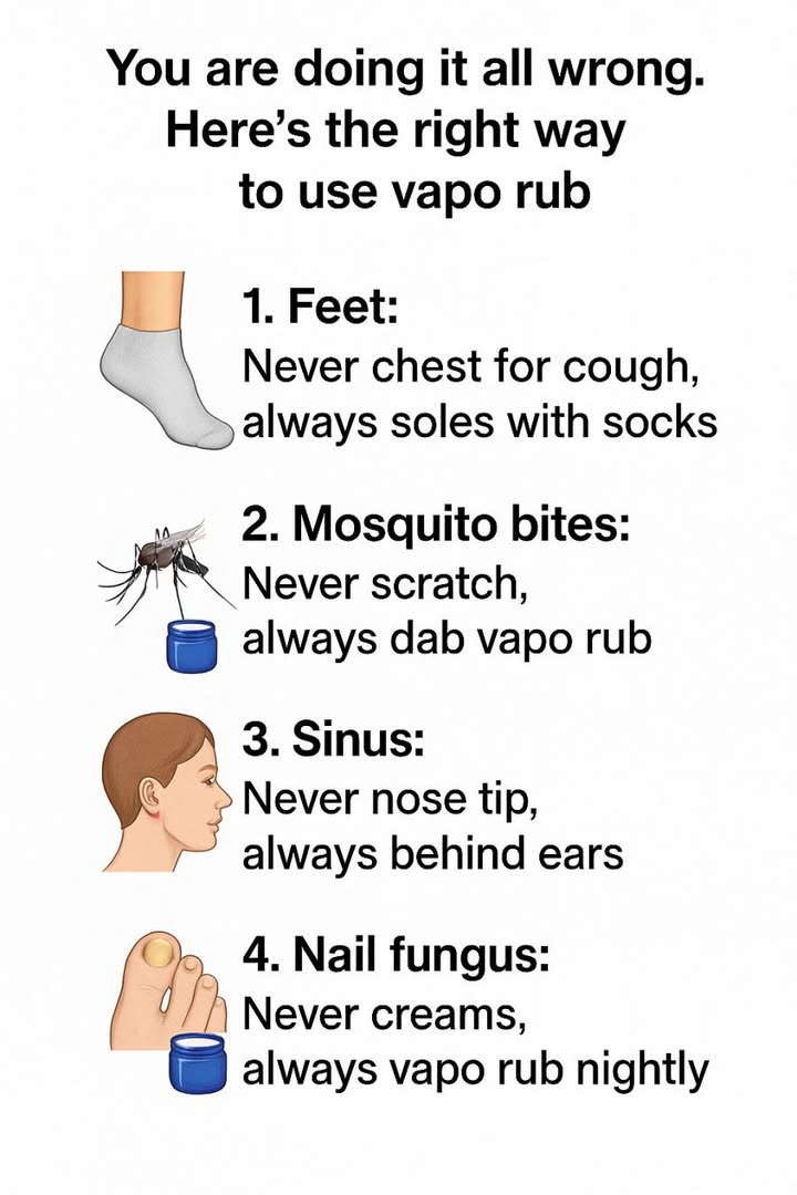 You are doing it all wrong. Here’s the right way to use vapo rub