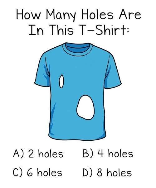 Just 14% Figure Out Correct Number Of Holes In T-Shirt
