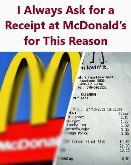 Why You Should Always Ask for a Receipt at McDonald’s
