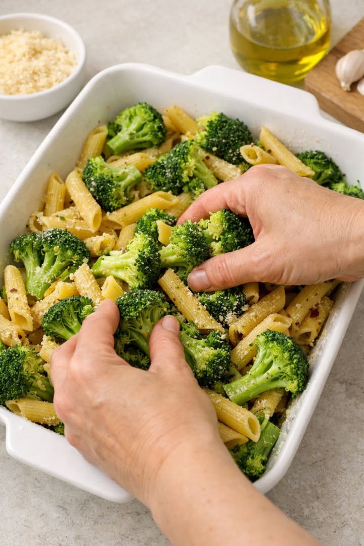 Fold broccoli with dry pasta, along with these 3 ingredients, into a baking dish for a warm weeknight meal that disappears faster than anything else
