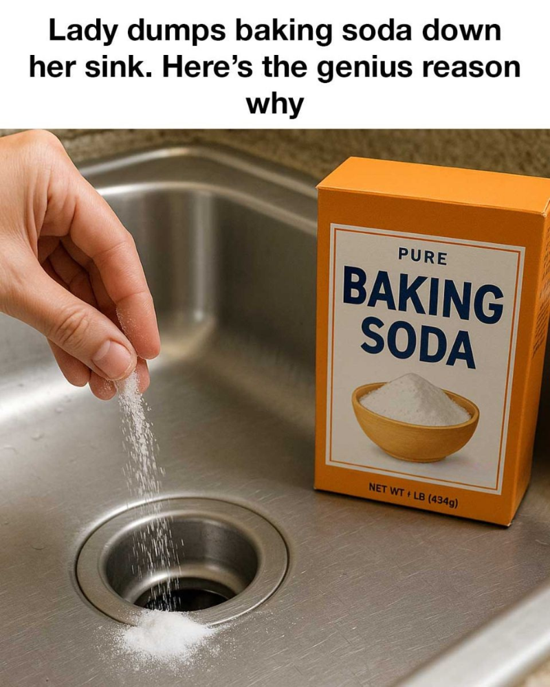 Lady dumps baking soda down her sink. Here’s the genius reason why