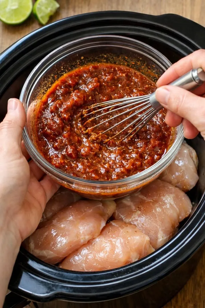 Whisk this 1 mixture over raw chicken breasts into a slow cooker for a satisfying dinner that keeps you coming back