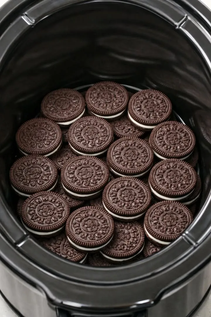 Layer chocolate sandwich cookies in the crock and 2 other ingredients to get a meal-ending treat that your grandkids will be begging for every weekend.